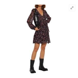 Iro Paris Beaumont Ruffled Floral Print Crepon Mini Longsleeve Dress Size US 6